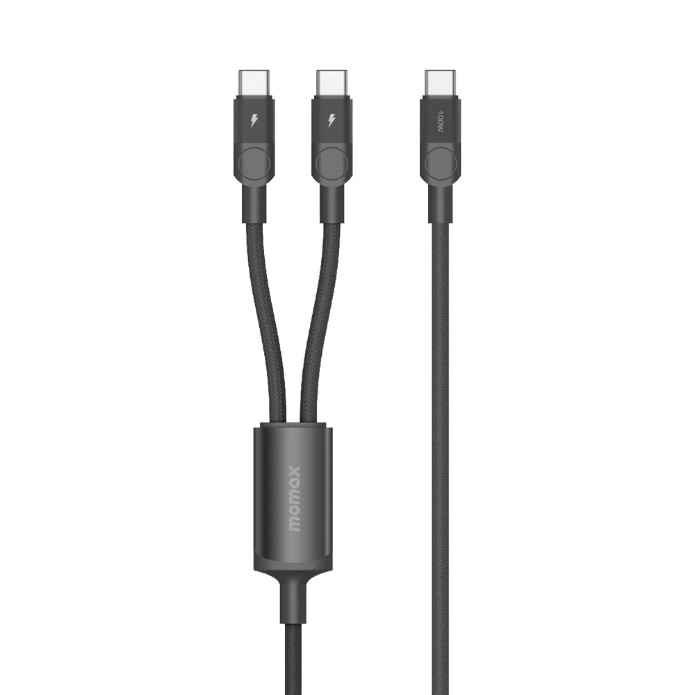 MOMAX Mag.Link 2米 100W USB-C to 雙 USB-C 磁吸連接線 (黑色) #DC56D