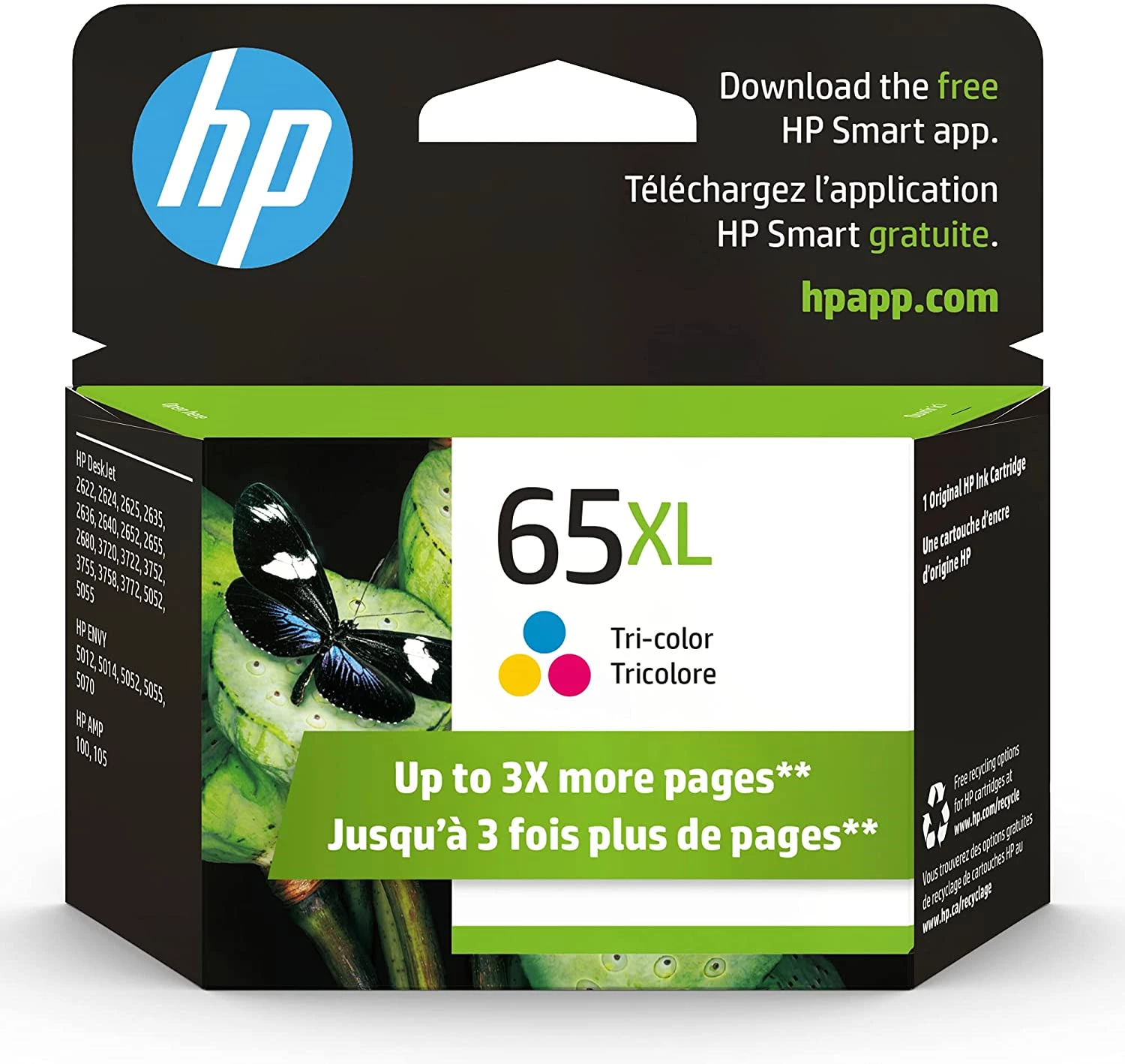 HP 65XL High Yield Tri-color Original Ink Cartridge #N9K03AA