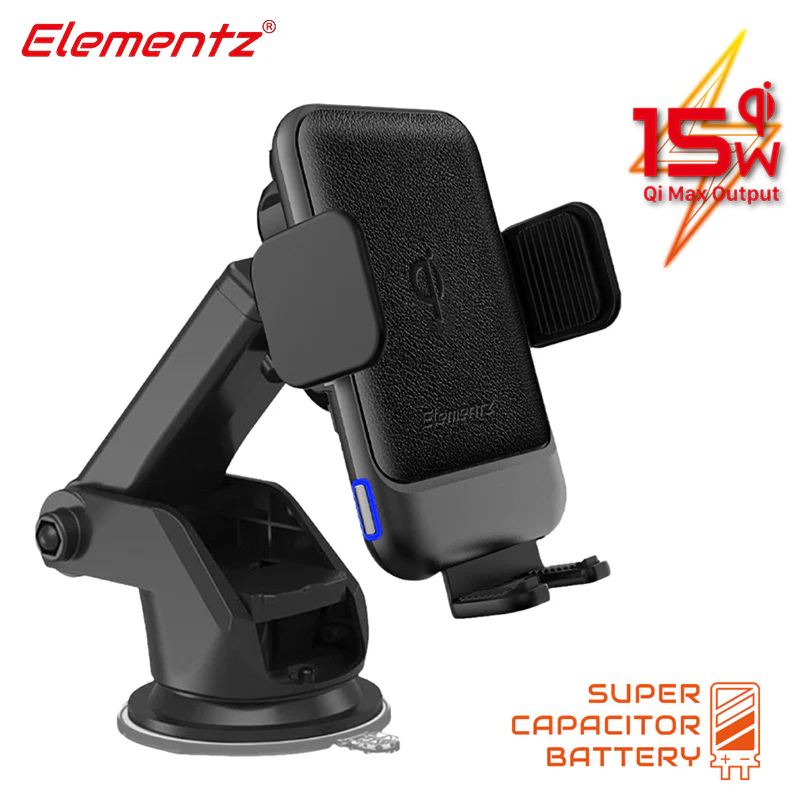Elementz RE:Charge Telescopic / Air Vent Clip Qi(15W) Wireless Charger Auto-Clamp Car Mount #FC-11F