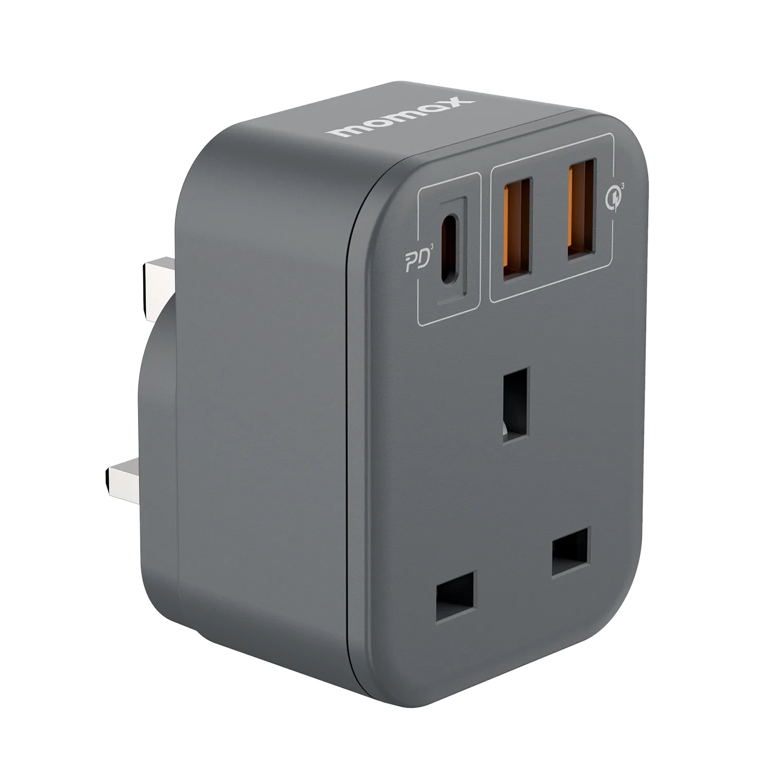 MOMAX OnePlug PD20W 2A1C 1 Outlet Extension Socket (Space Grey) #US10