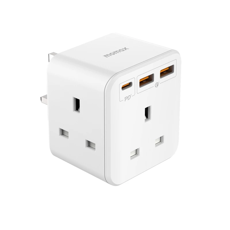 MOMAX OnePlug PD20W 2A1C 3Head Cube Extension Socket With USB (White) #US8