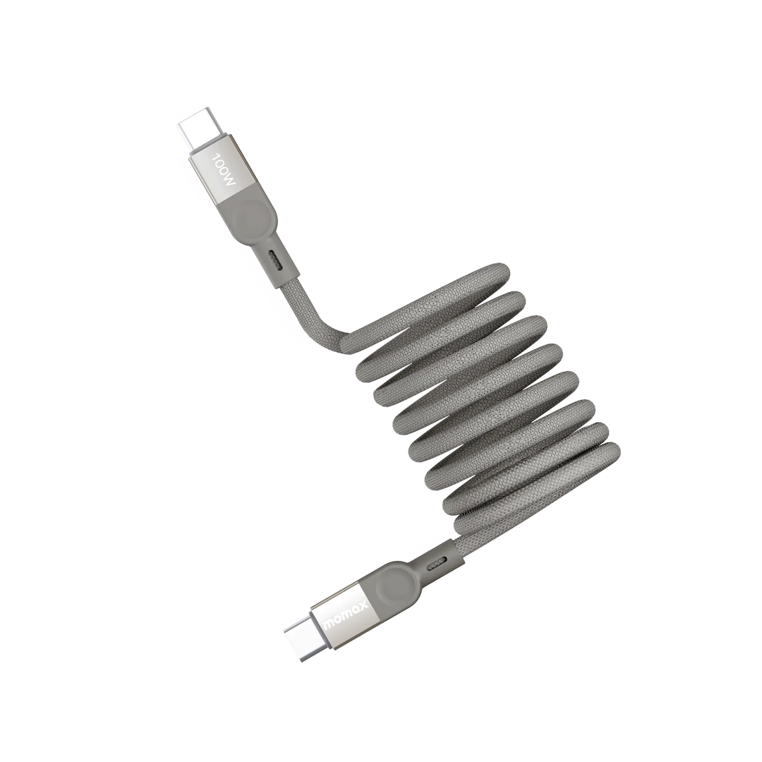 MOMAX Mag Link 2米 USB-C to USB-C 100W USB2.0 磁吸連接線 (鈦金色) #DC36L