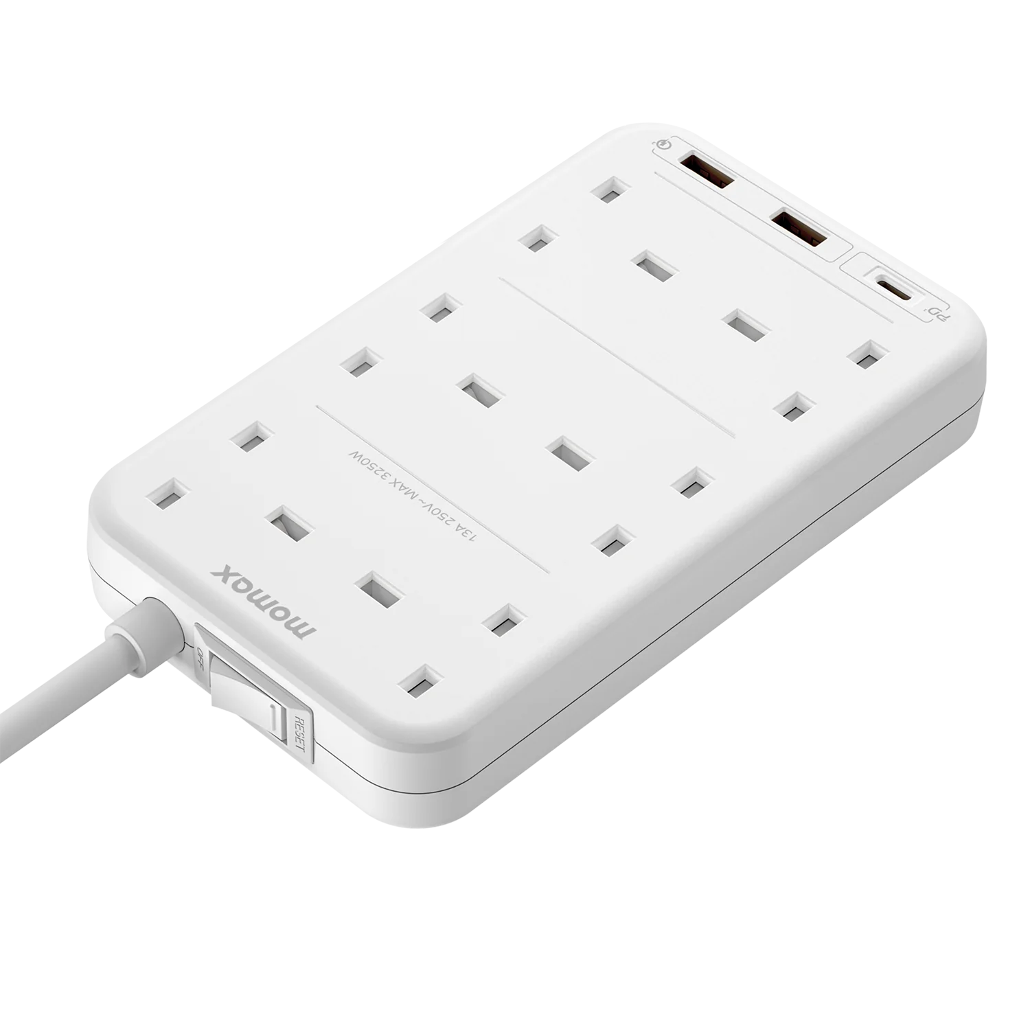 MOMAX OnePLug OnePlug 6-bit socket 1C2A 20W US12/ 2xUsb-A, 1xTypeC Charger White #Us12UKE