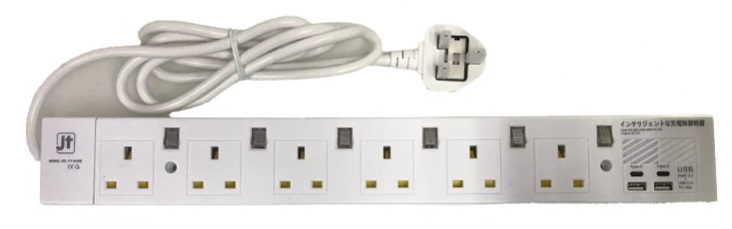 MEC YY-6USB/6 6ft/1.8metre 6Head 獨立開關 Power Extension Socket w/2xUsb-A, 2xTypeC #422-485