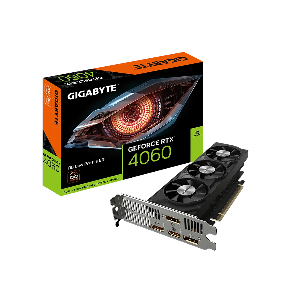 Gigabyte 8Gb DDR6 (128bit) PCi-e-4x Graphic Card w/HDMI+DP (LowProfile) #GV-N4060OC-8GL