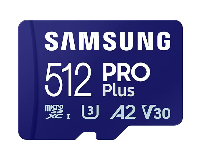 Samsung ProPlus (4K) 512Gb (V30, UHS-I_U3, 180Mb/s) MicroSDXC Card w/Adapter #Mb-MD512sA