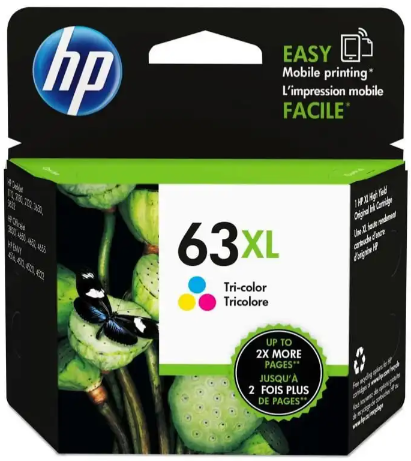 HP 63XL High Yield Tri-color Original Ink Cartridge (High Capacity) #F6U63AA