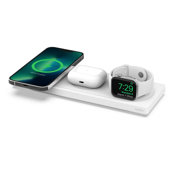 Belkin BOOST CHARGE PRO MagSafe 3-in-1 Wireless Charging Pad (White) #WIZ016myWH