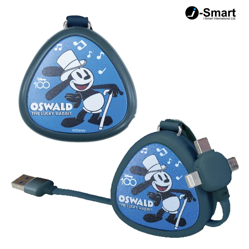 iSMART Disney Oswald Usb-A to Micro-Usb+Type-C+Lightning Cable w/Retractable #4810975