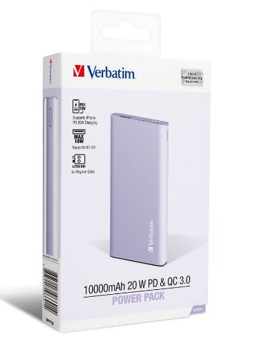 Verbatim PD3.0 20W 10000mAh Mobile Rechargeable Battery Purple #66691