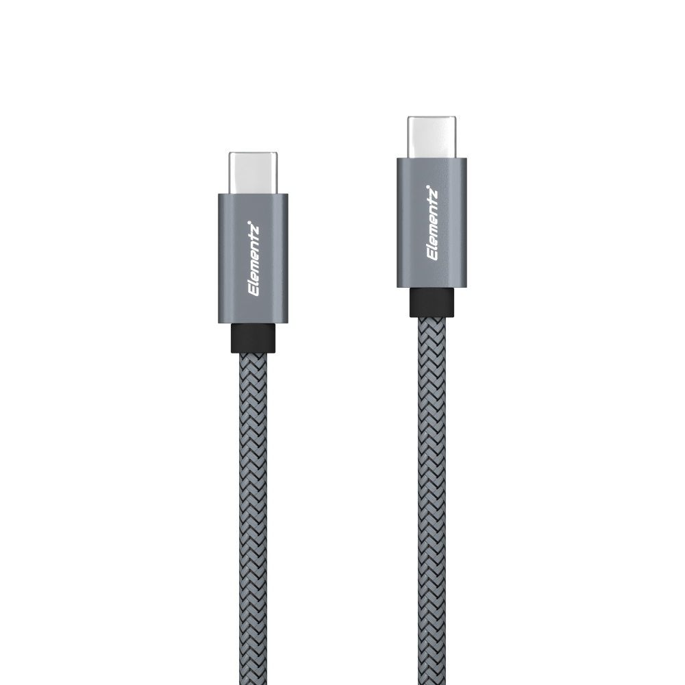 Elementz NCW-GY 6.6ft/2metre Usb-C to Usb-C Cable PD (100W) (Grey) #NCw-200gY