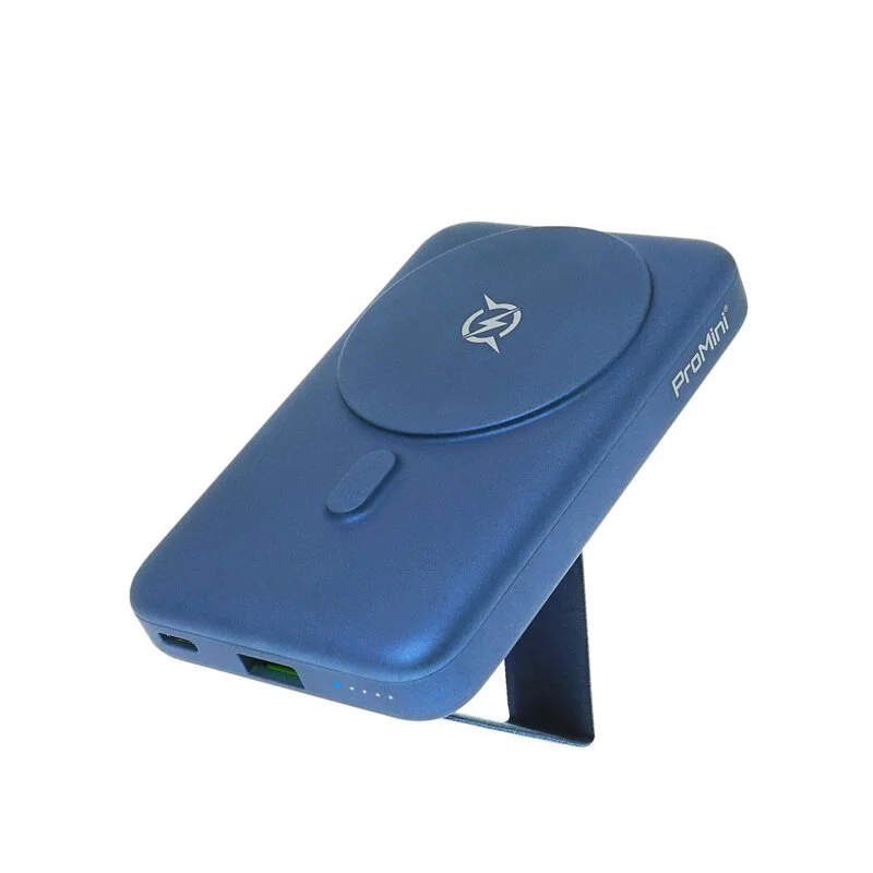 MagicPro ProMini 10MS+ QC3.0+PD 20W 10000mAh Magnetic Power Bank w/Stand+15W Wireless Charger 2port Blue #PM-PB10MSPBL