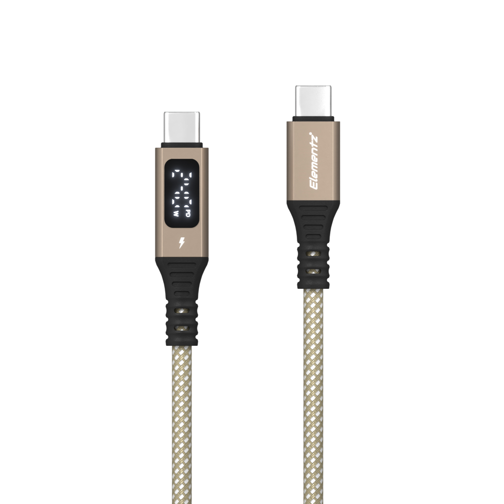 Elementz N24C 240W 0.3米 Usb-C to Usb-C 充電線 (鈦金色) #N24C-030TT