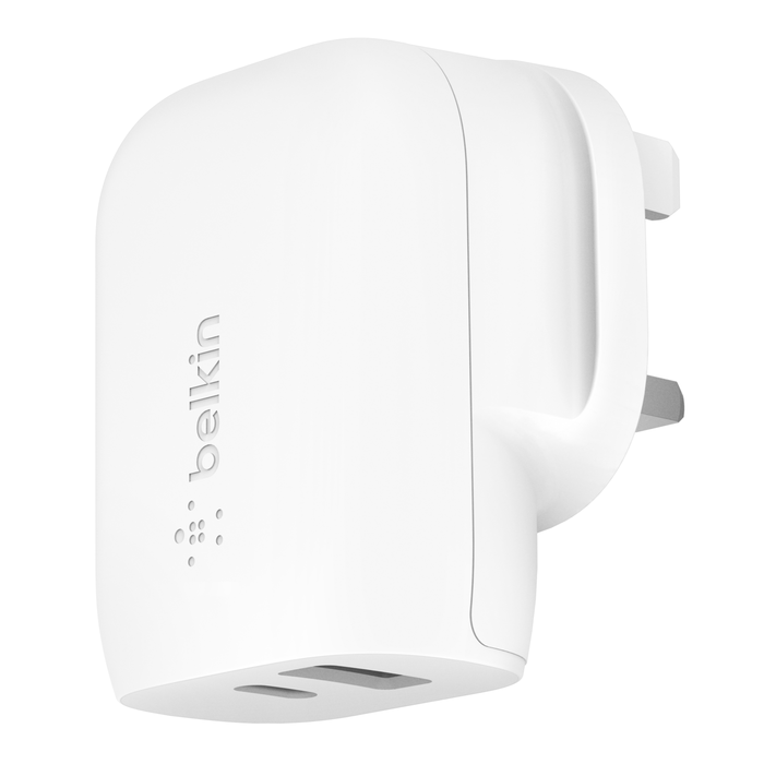 Belkin BoostCharge Usb Charger (37W, 2port, Usb-A, TypeC, PD3.0, White) #WCb007myWH