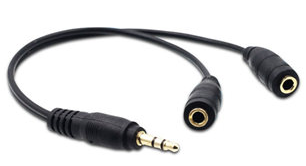 3.5mm Male to 3.5mm 2-Female 音源1分2 w/Mic Audio Cable
