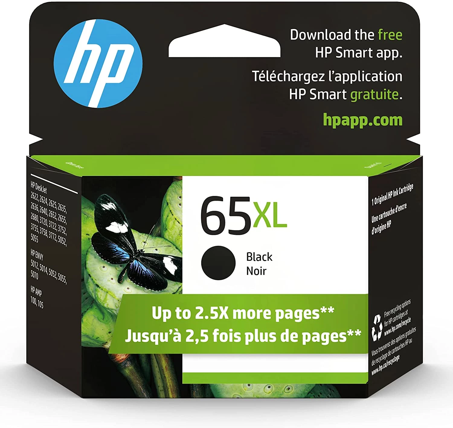 HP 65XL 黑色原廠墨盒 (高用量) #N9K04AA