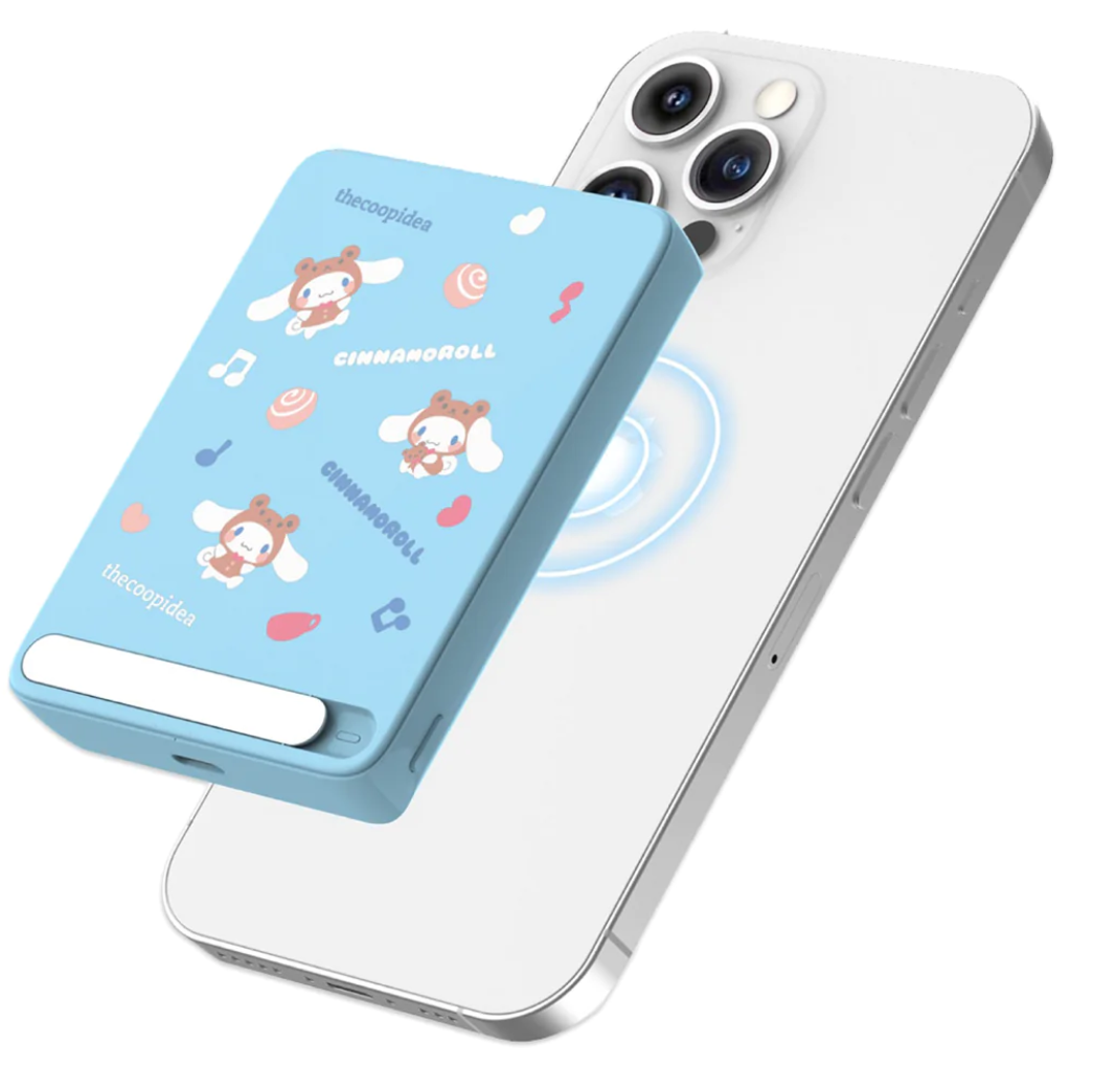 thecoopidea Sanrio Cinnamoroll PD 5000mAh Mobile Rechargeable Battery w/Qi Cordless Charger 1port #CP-PB24-CINAS