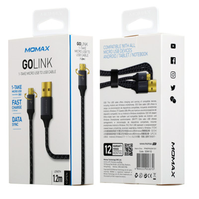 MOMAX GoLink 4ft/1.2metre Usb-A to Micro-Usb Usb Cable (Black)