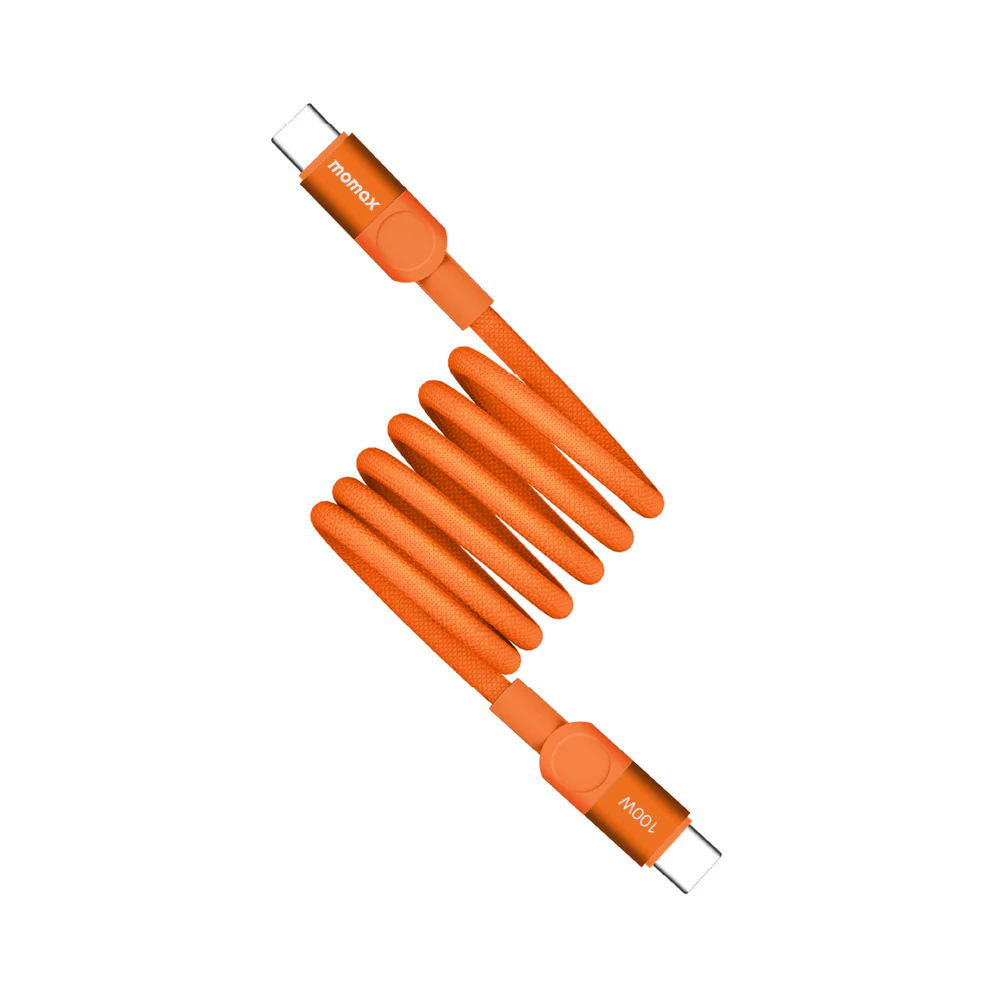 MOMAX Mag.Link 3ft/1metre Usb-C to Usb-C Cable Magnetic PD (100W) (Orange) #DC52M