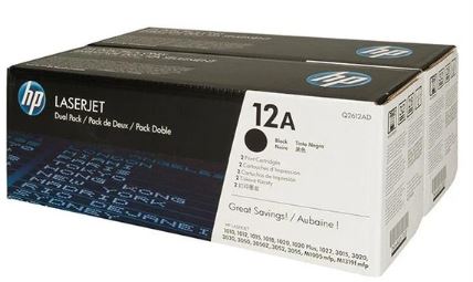 HP 12A 兩件裝黑色原廠碳粉盒 #Q2612AD