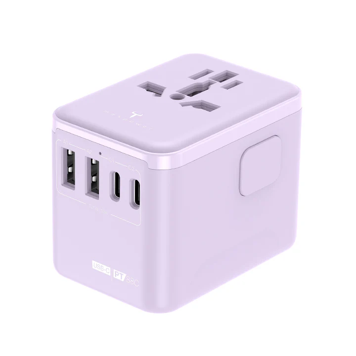 2theMax PT88C Travel Usb Charger (4port, PD, 2xUsb-A, 2xTypeC, Purple) #D25463-Mb