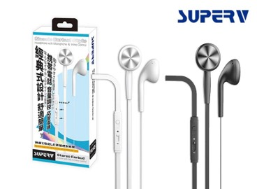 SuperV EP-01 Stereo In-Earphone w/Mic+Volume for MobilePhone (Black)