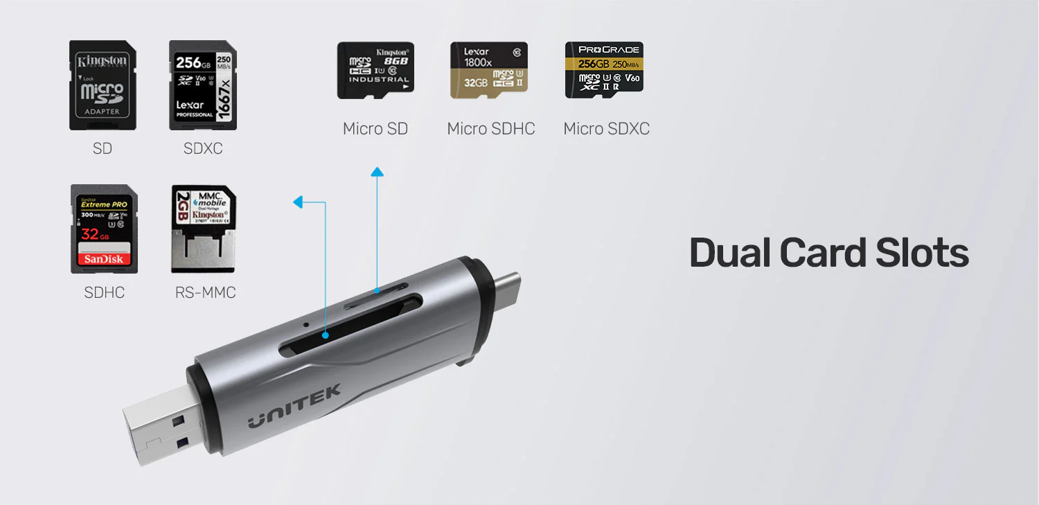 Unitek 2合1 SD USB-C / USB 3.0 讀卡器 #R1010A