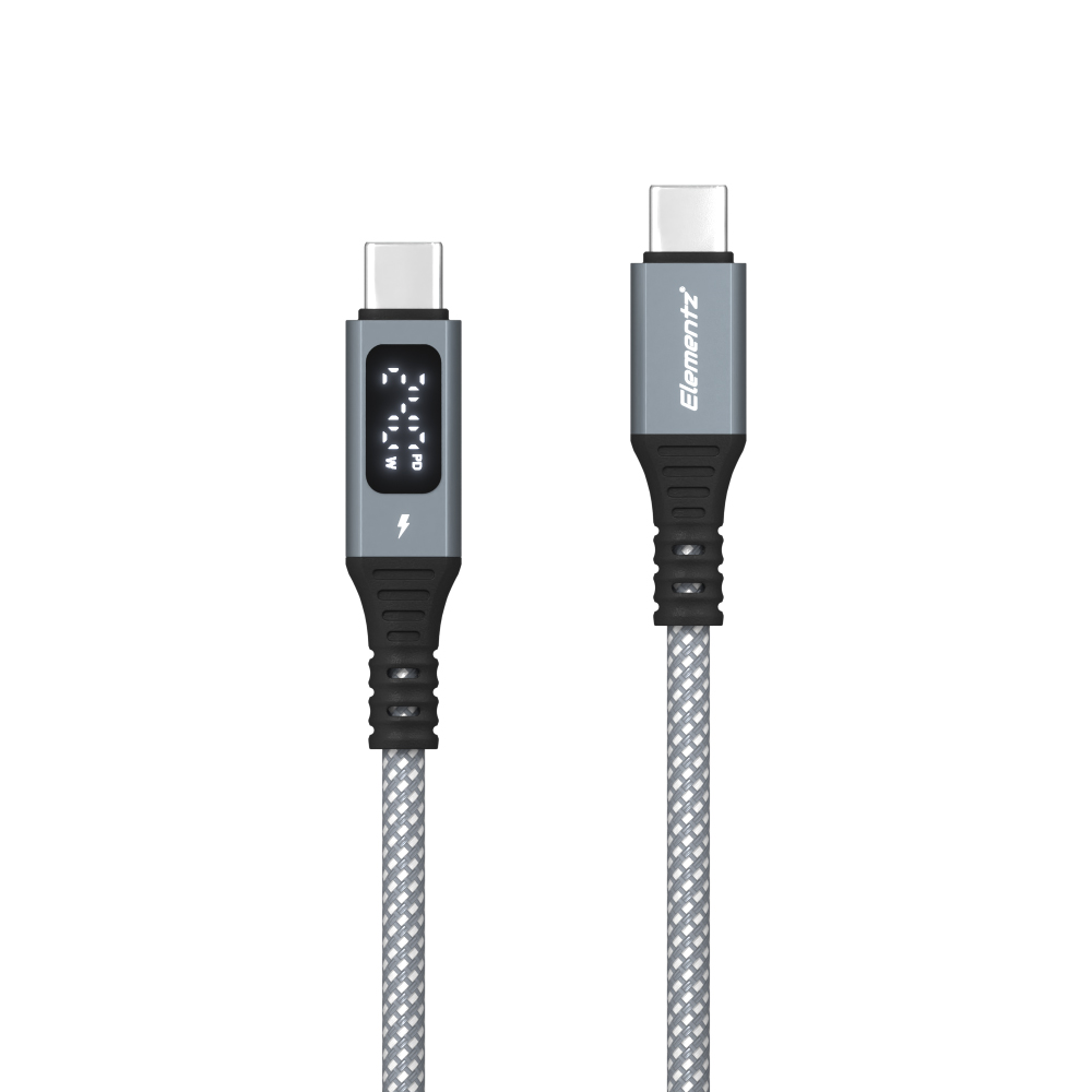 Elementz N24C 240W 0.3米 Usb-C to Usb-C 充電線 (灰色) #N24C-030gY
