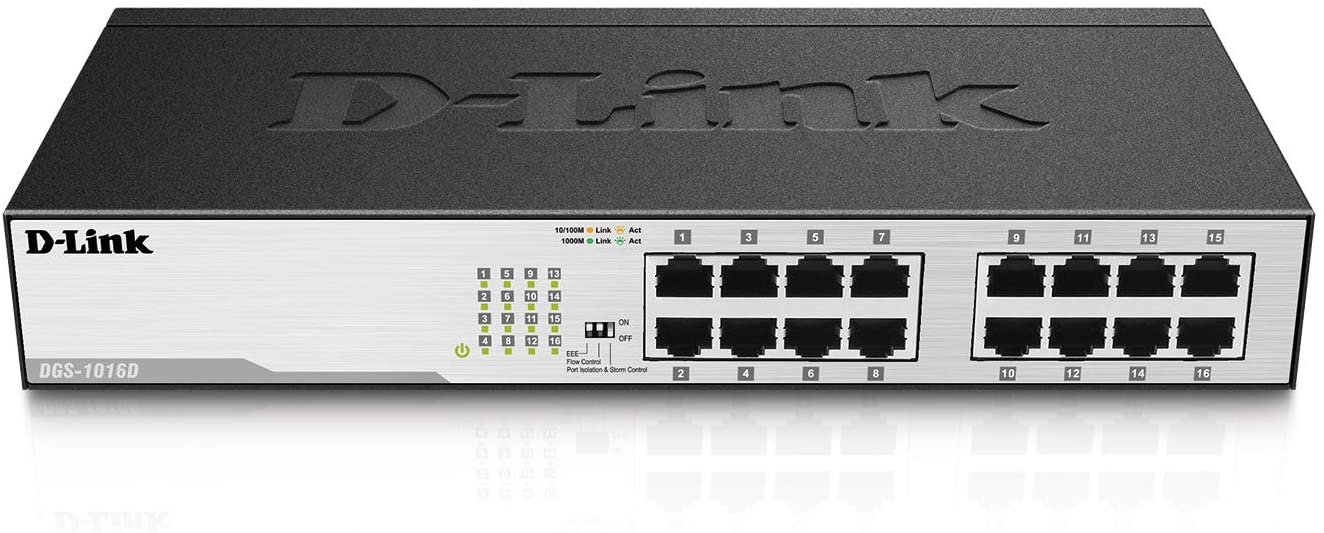 D-Link DGS-1016D 16port Gigabit Unmanaged Network Switch (Rackmount)
