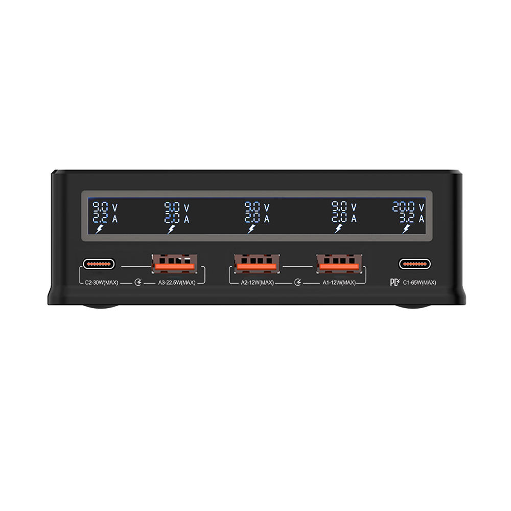 ElementZ i9 LEDdisplay Desktop Usb Charger (110W, 5port, PD, 3xUsb-A, 2xTypeC) #PD-110w