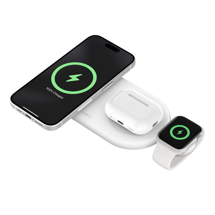 Belkin BoostCharge Pro 3in1 Magnetic Wireless Charging Pad (Qi2 , White) #WIZ022qcWH