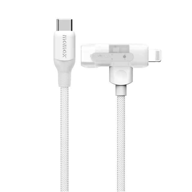 MOMAX 1-Link Flow Duo 2-in-1 USB-C to Lightning 充電線 (1.5米) (白色) #DL56W