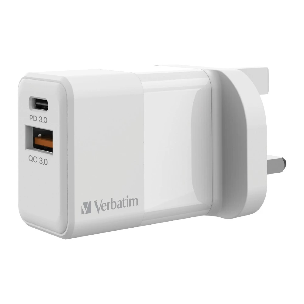 Verbatim 2 Port 20W PD & QC 3.0 USB 充電器 (白色) #66633