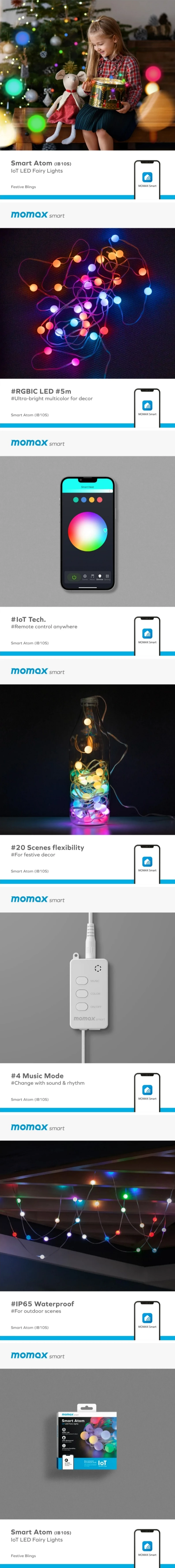 MOMAX Smart Atom IoT 智能幻彩圓球燈串 #IB10S