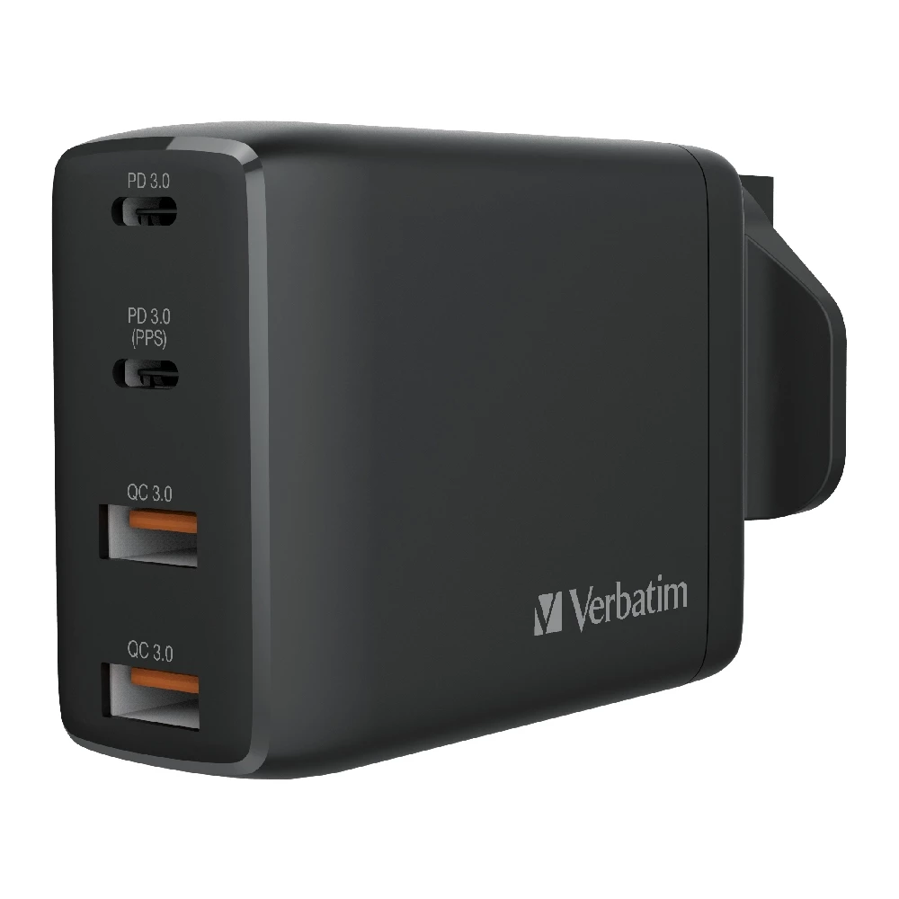 Verbatim 4 Port 100W PD 3.0 & QC 3.0 GaN USB 充電器 (黑色) #66545