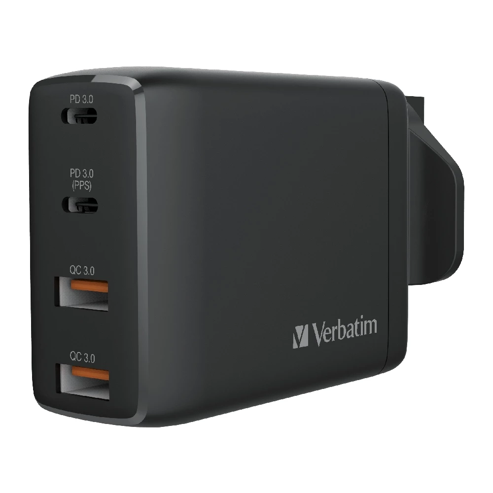 Verbatim 4 Port 100W PD 3.0 & QC 3.0 GaN USB Charger (Black) #66545