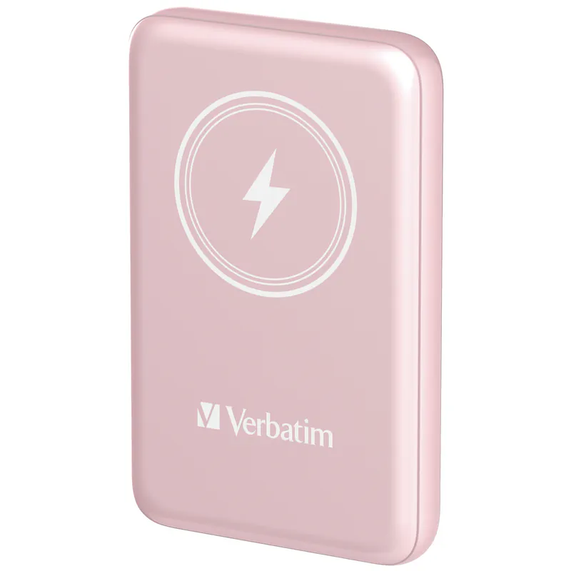 Verbatim MCP-10 PD3.0 20W 10000mAh Magnetic Power Bank w/Qi 15W Cordless Charger 2port Pink #32248