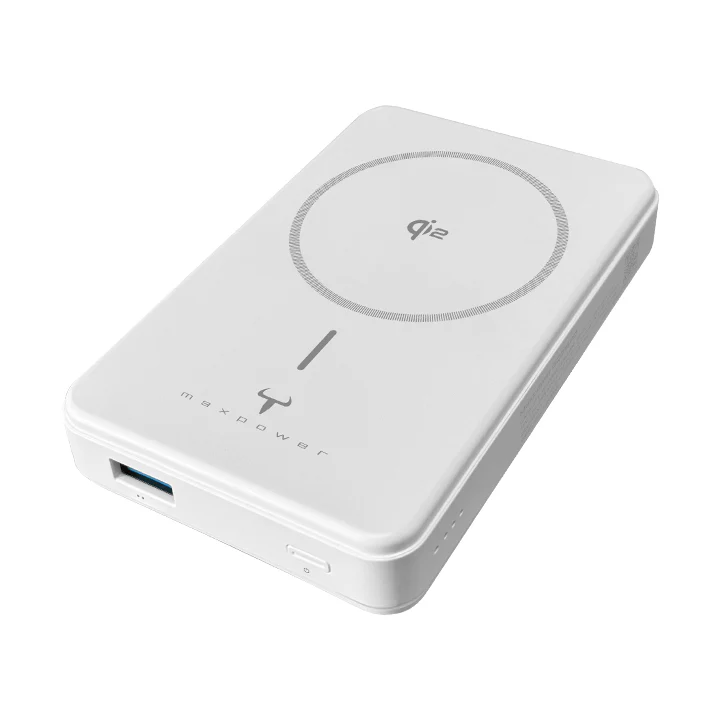 2theMax GQ215PD Qi2 QC3.0+PD 10000mAh Magnetic Power Bank w/15W Wireless Charger 2port White #D24442-Mb-w
