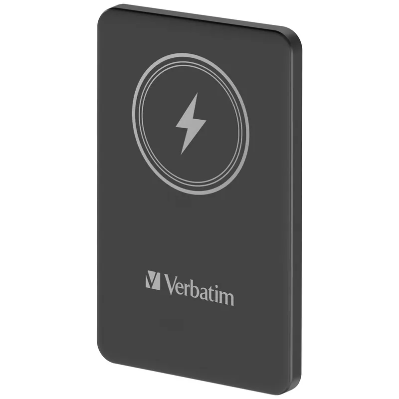 Verbatim Magnetic QC3.0+PD 20W 5000mAh Mobile Rechargeable Battery w/Qi 15W Cordless Charger Black #66907