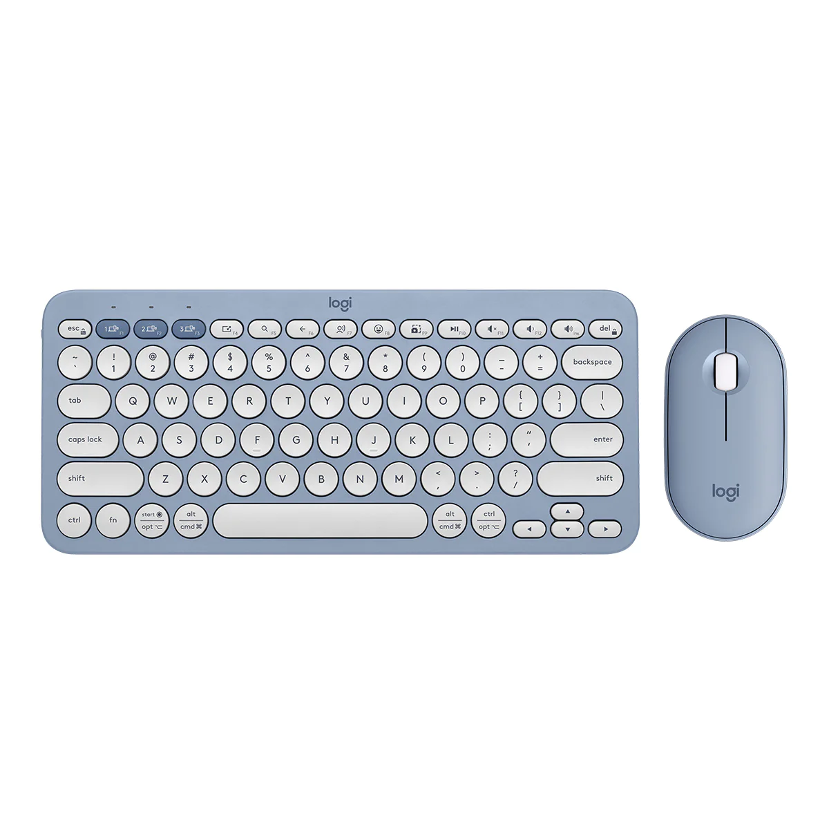 Logitech Pebble-2_Combo (Slient) Desktop Wireless Mini-Keyboard & Optical Mouse - BlueTooth+Usb (Blue) #920-012190