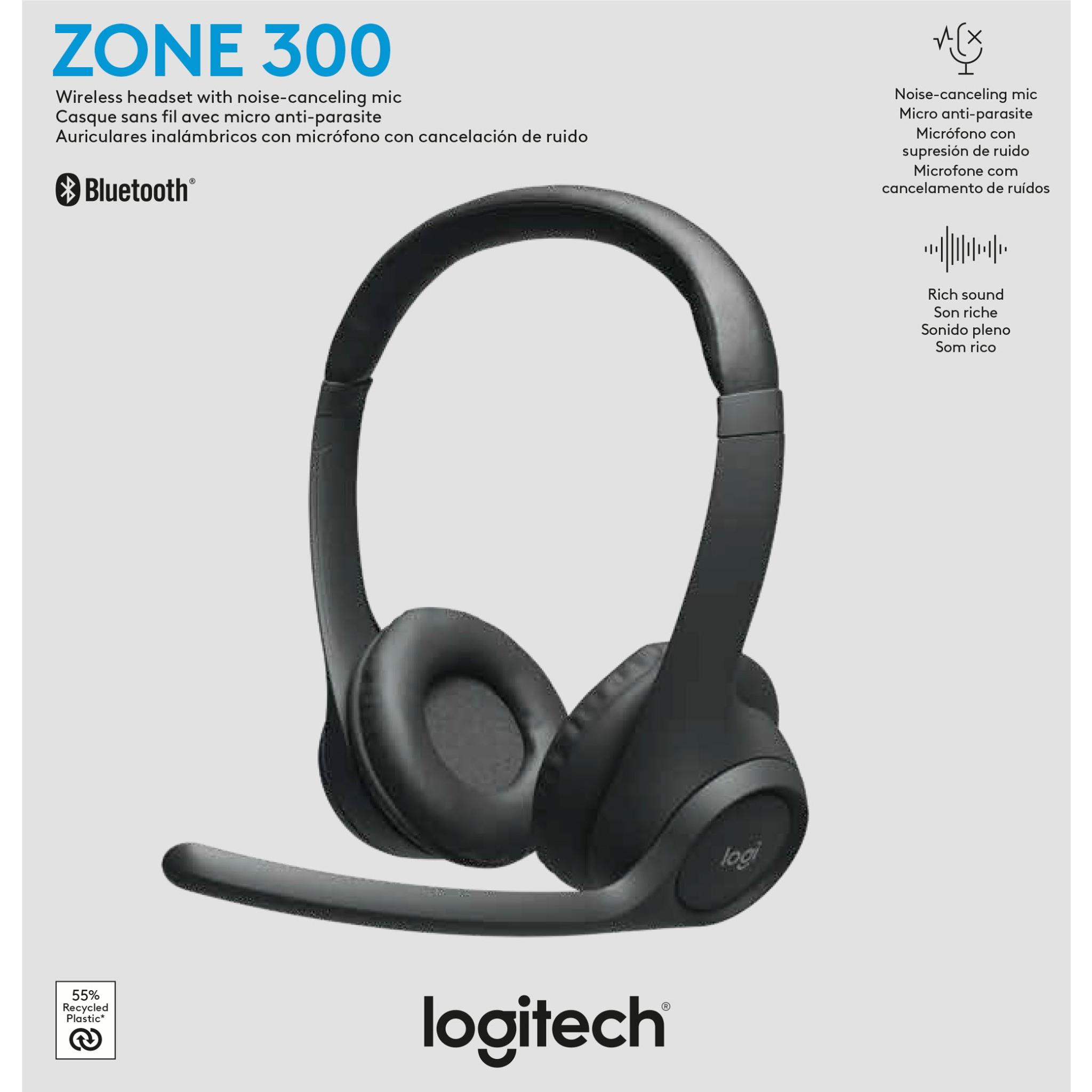 Logitech Zone 300 Stereo Cordless HeadPhone Bluetooth w/Mic