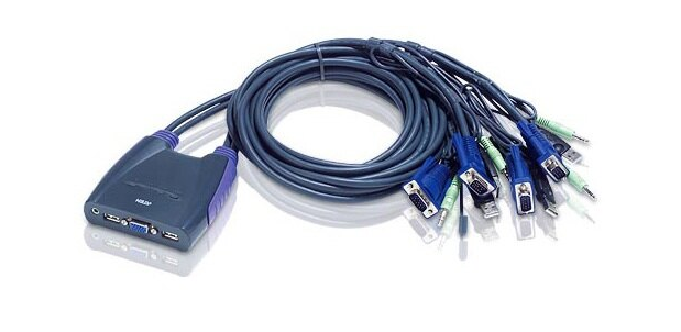 Aten CS64u 4埠USB VGA/音訊帶線式 KVM多電腦切換器(1.8公尺) #ACs64u