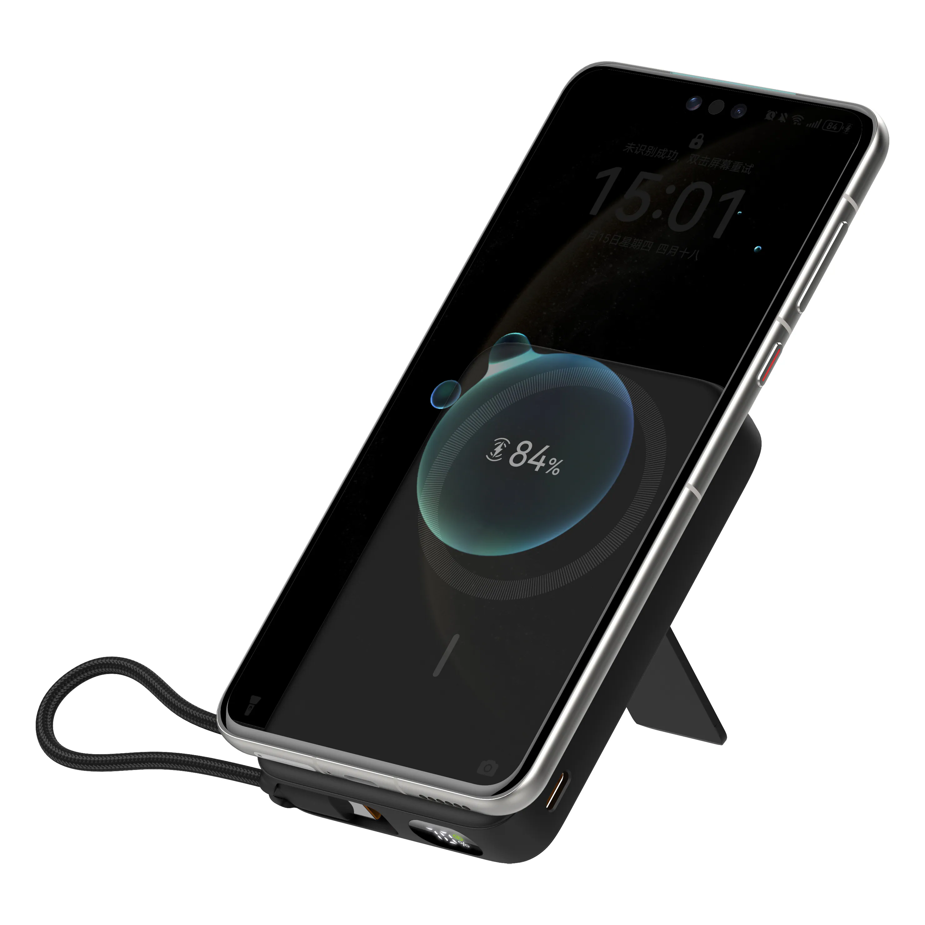 Hedonic MagSafe 15W PD3.0 10000mAh 磁吸無線行動電源連充電線及支架 (黑色) #81061 (CCC Cert.)