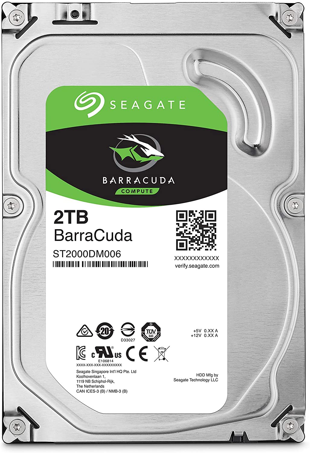 Seagate BarraCuda 2Tb 3.5" Hard Disk (64Mb 7200rpm SATA3) #sT2000DM001