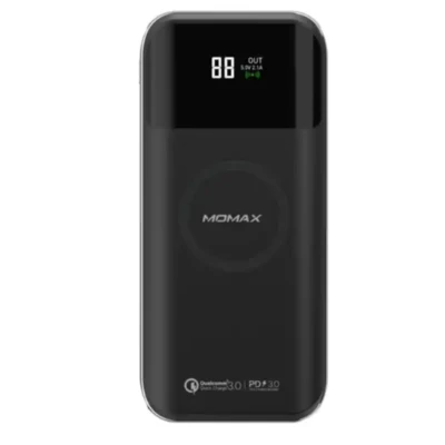 MOMAX Q.PowerAir2+ Rechargeable Battery QI Wireless Charger (20000mAh, 3port, 18W, TypeC, PD, Black)