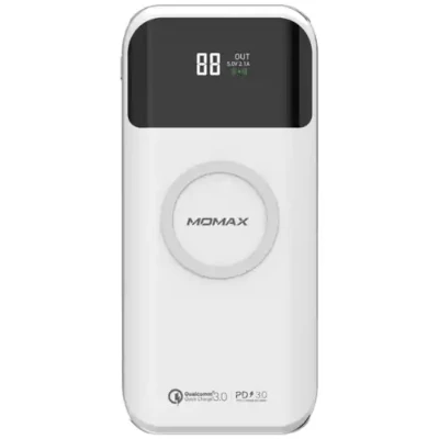 MOMAX Q.PowerAir2+ Rechargeable Battery QI Wireless Charger (20000mAh, 3port, 18W, TypeC, PD, White)
