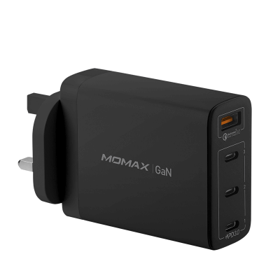 MOMAX OnePlug GaN 100W 4-Port Charger (Type-C, PD, Black)