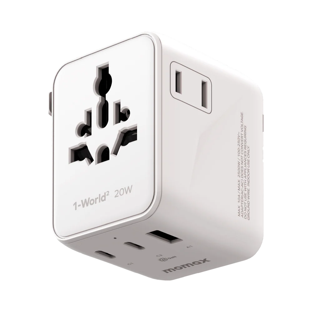 Momax 1-World2 20W 三位旅行充電插座 (白色) #UA26UKw