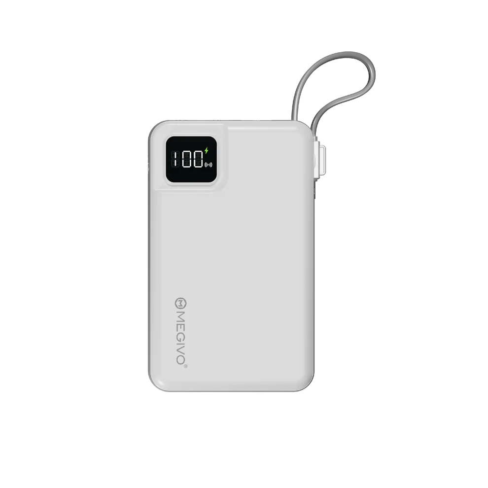 Megivo OneforAll PD3.0 20W 10000mAh Mobile Rechargeable Battery w/Cable+15W Wireless Charger 3port White #OFA-01-Wh