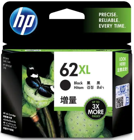 HP 62XL High Yield Black Original Ink Cartridge(High Capacity) #C2P05aa